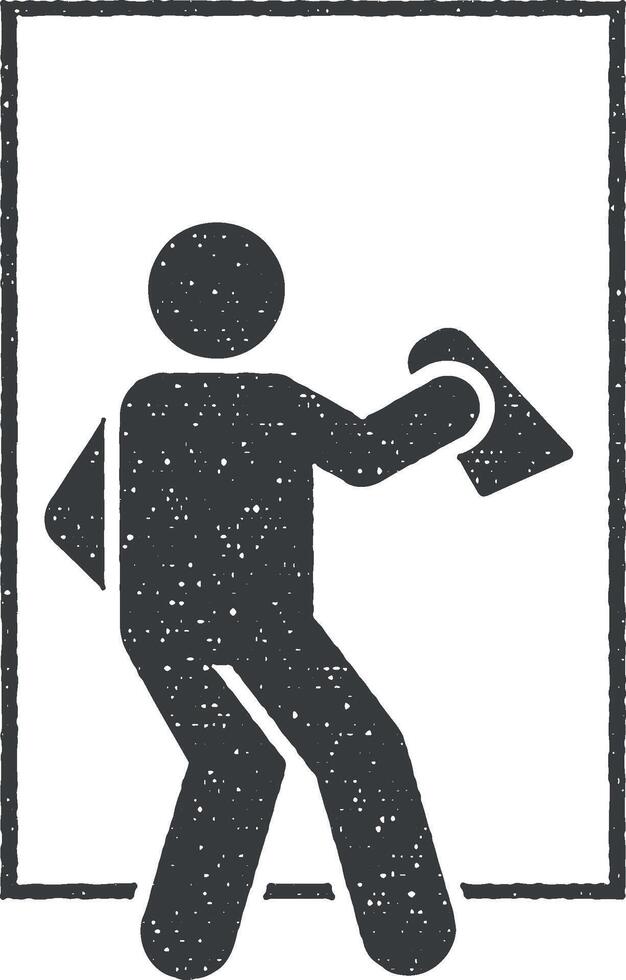 Wiping, cleaning, window icon vector illustration in stamp style