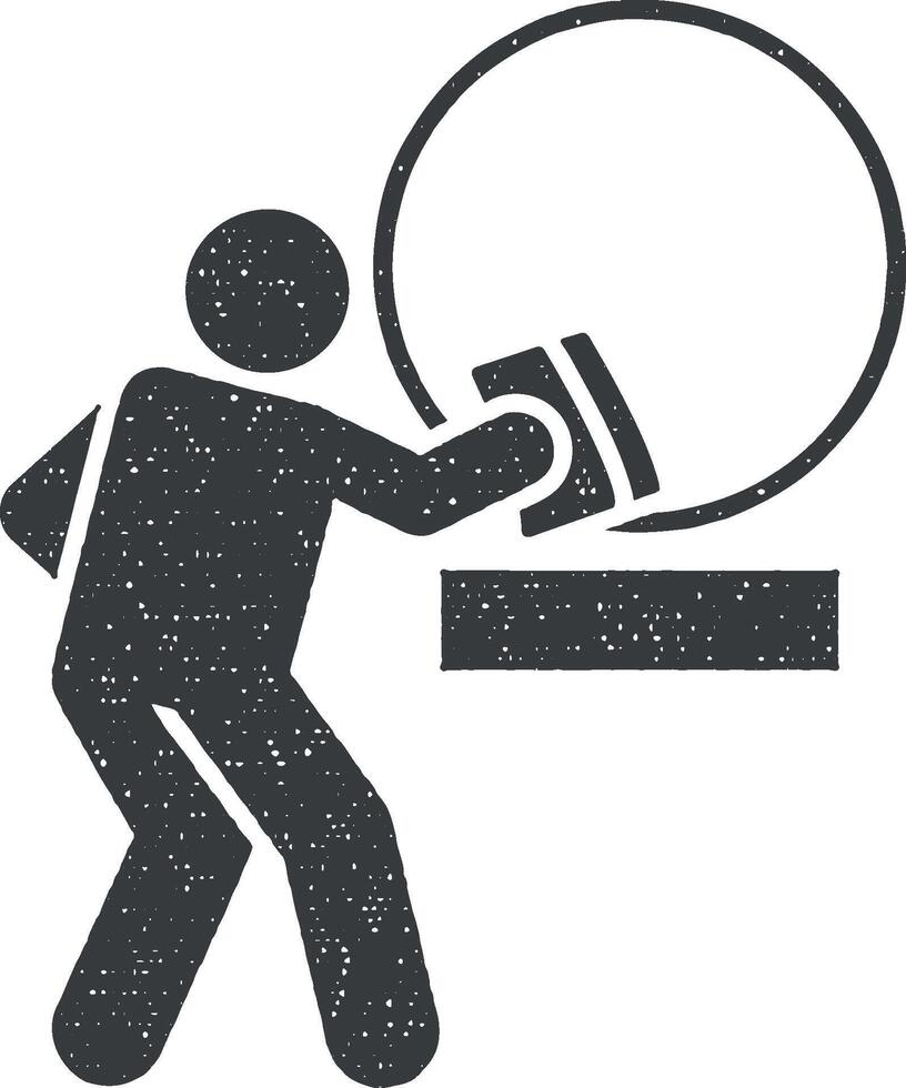 Mirror, man, cleaning icon vector illustration in stamp style