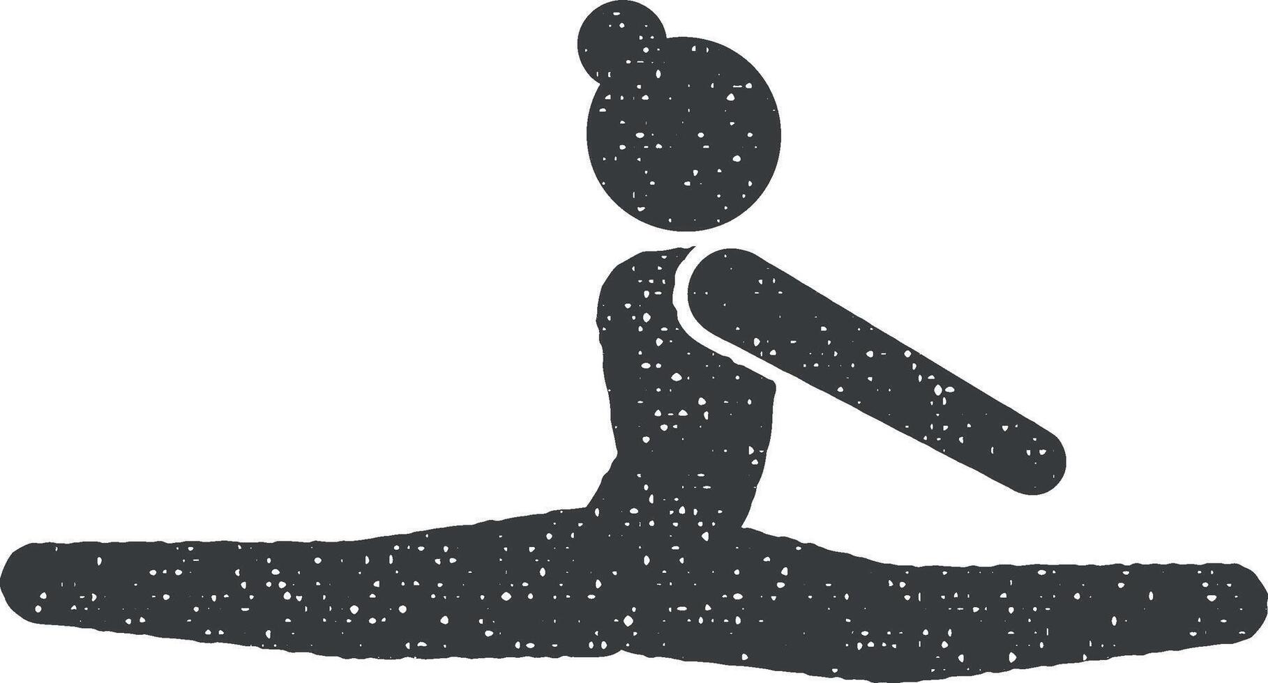 mujer, yoga, posición icono vector ilustración en sello estilo