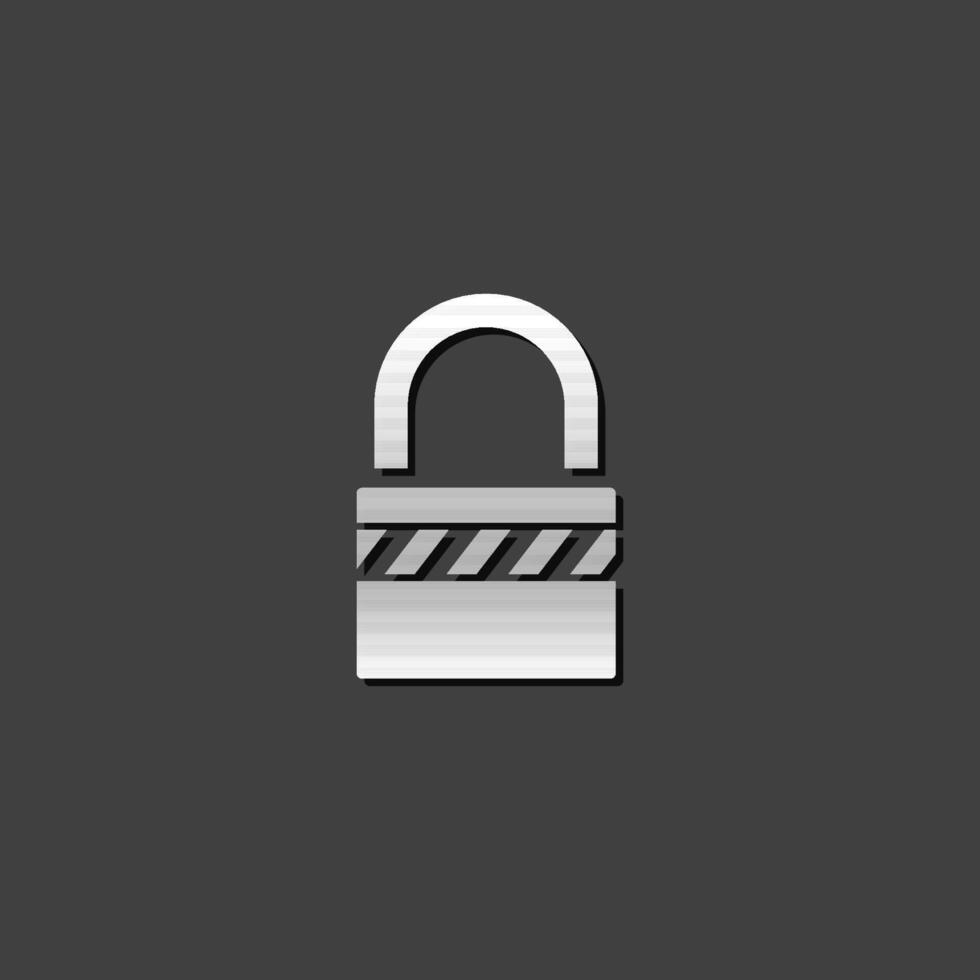 Padlock icon in metallic grey color style. Safety protection guard vector