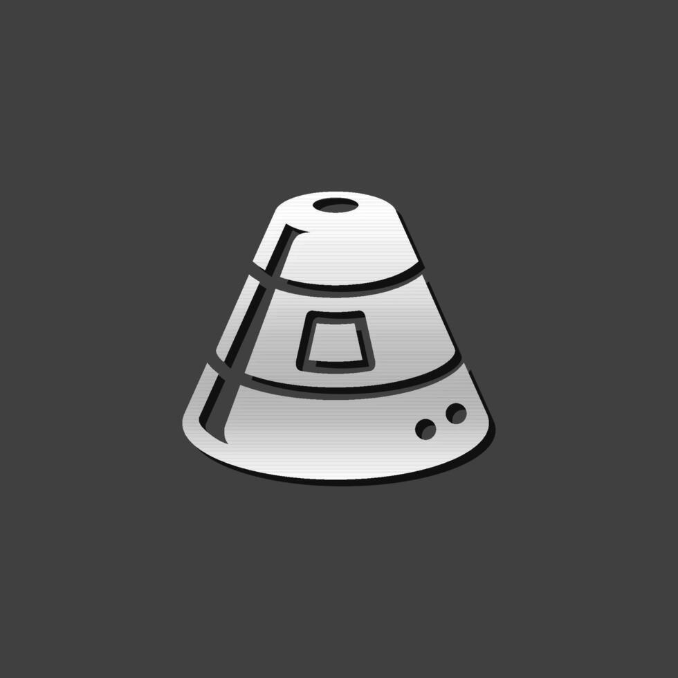 Space capsule icon in metallic grey color style. Astronaut space craft vector