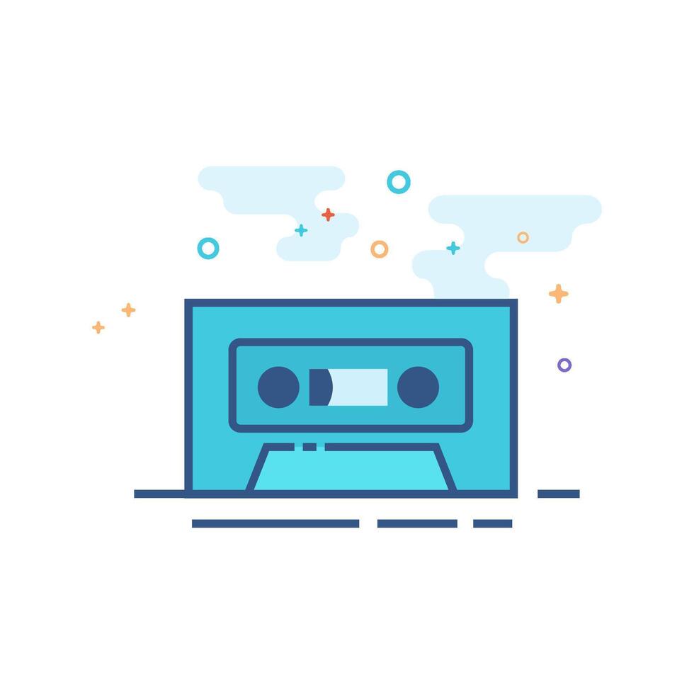 Tape cassette icon flat color style vector illustration