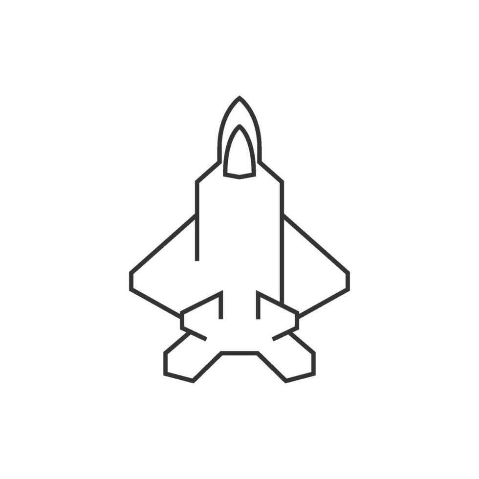 Fighter jet icon in thin outline style vector