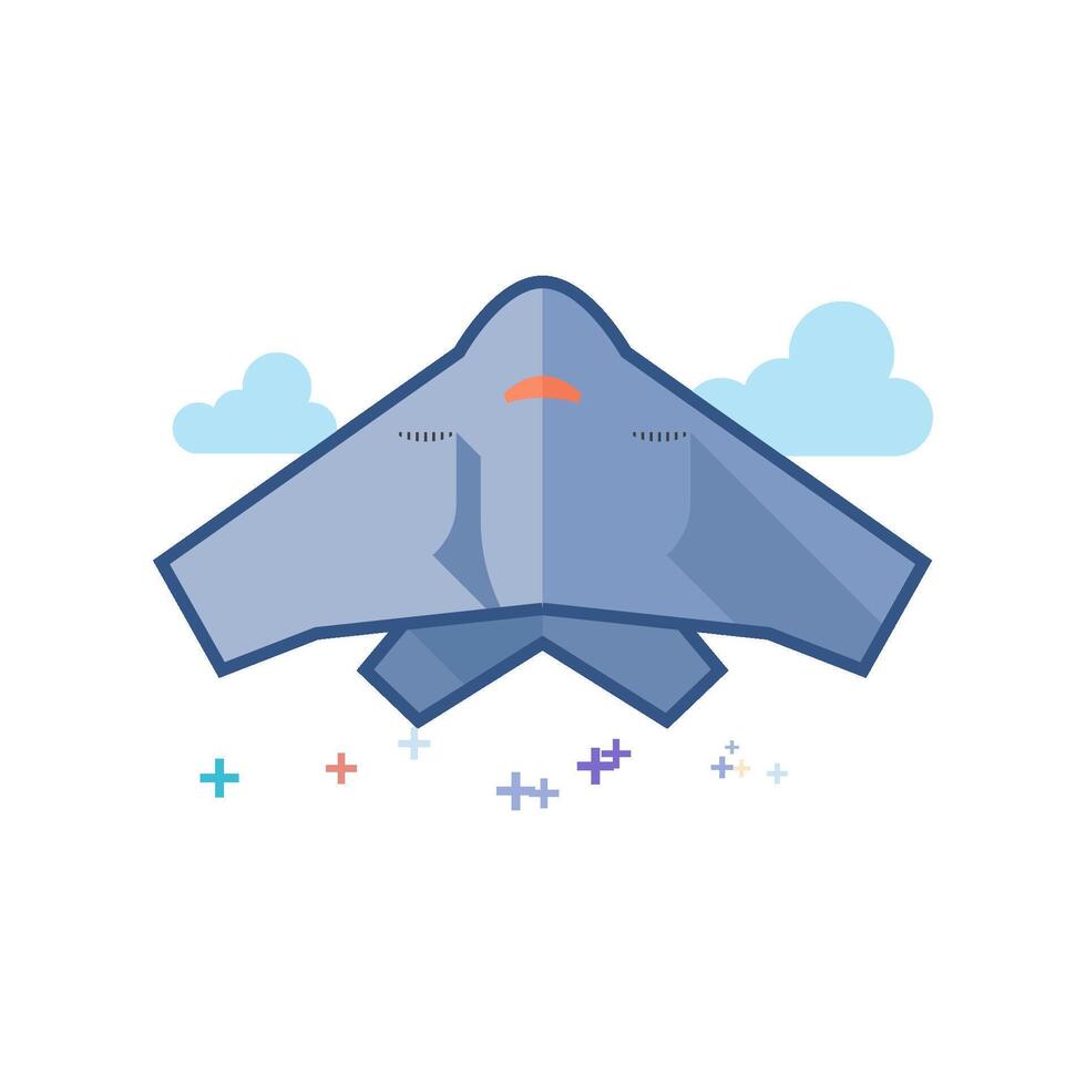 Stealth bomber icon flat color style vector illustration