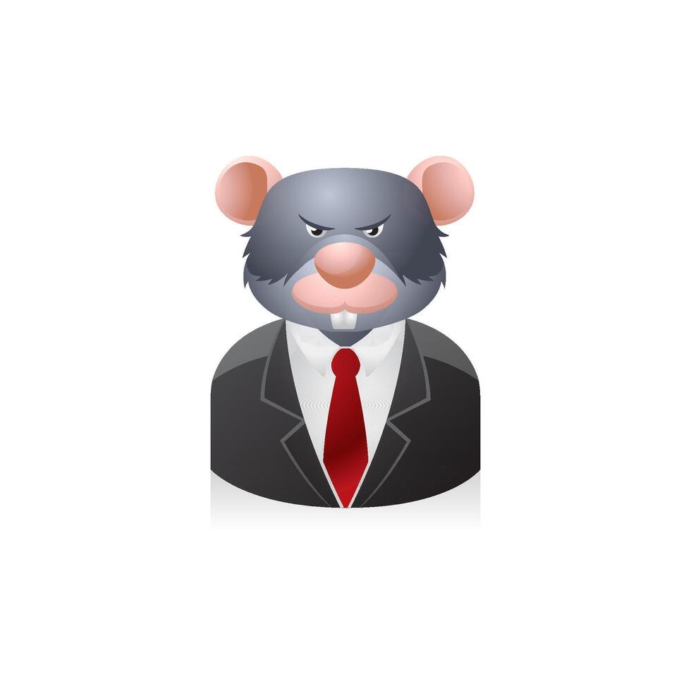 Rat businessman avatar icon in colors. vector