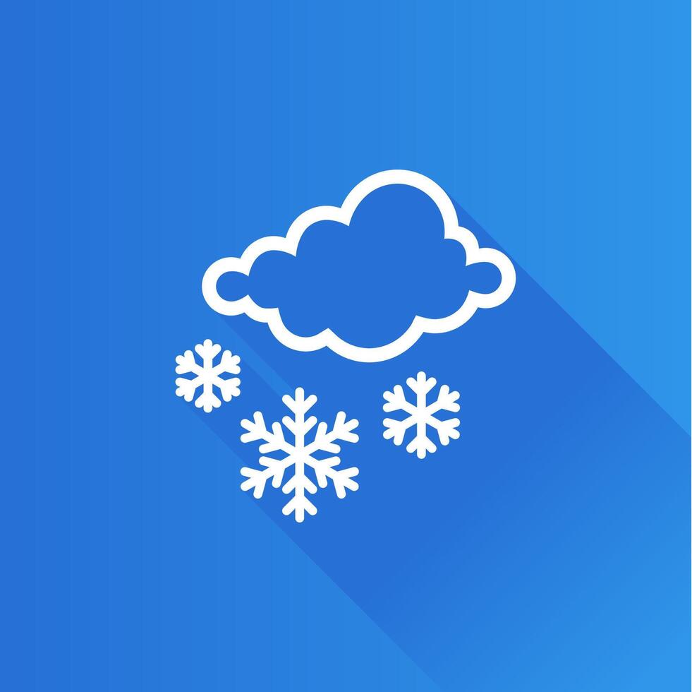 Weather overcast snowing flat color icon long shadow vector illustration