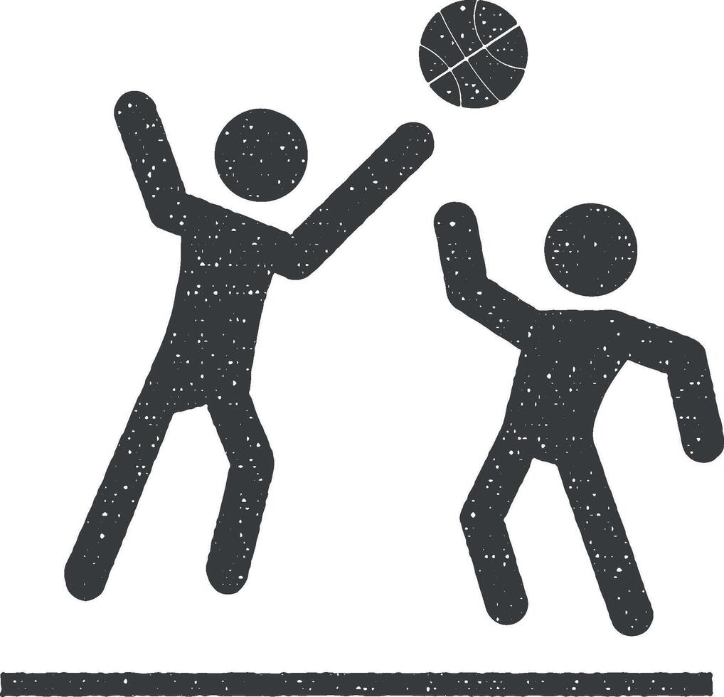 dos jugar baloncesto vector icono ilustración con sello efecto