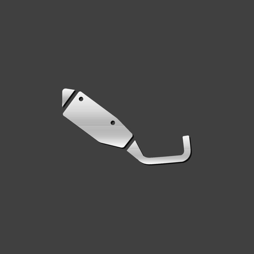 Motorcycle exhaust icon in metallic grey color style. Automotive transportation repair vector