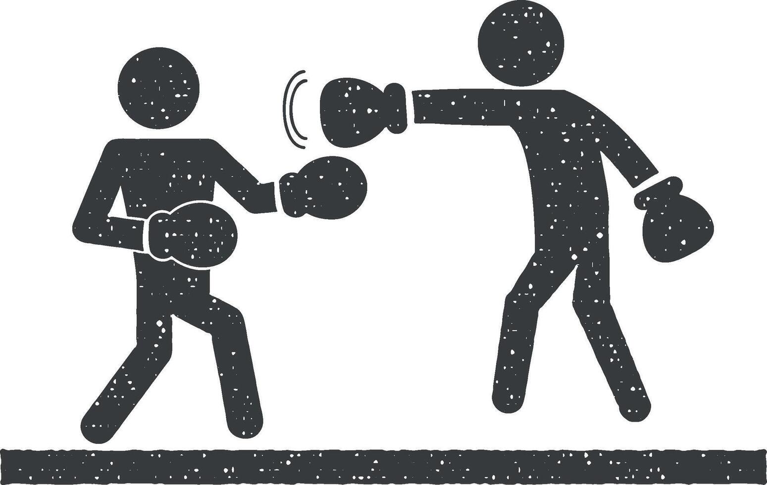 dos boxeadores en anillo vector icono ilustración con sello efecto