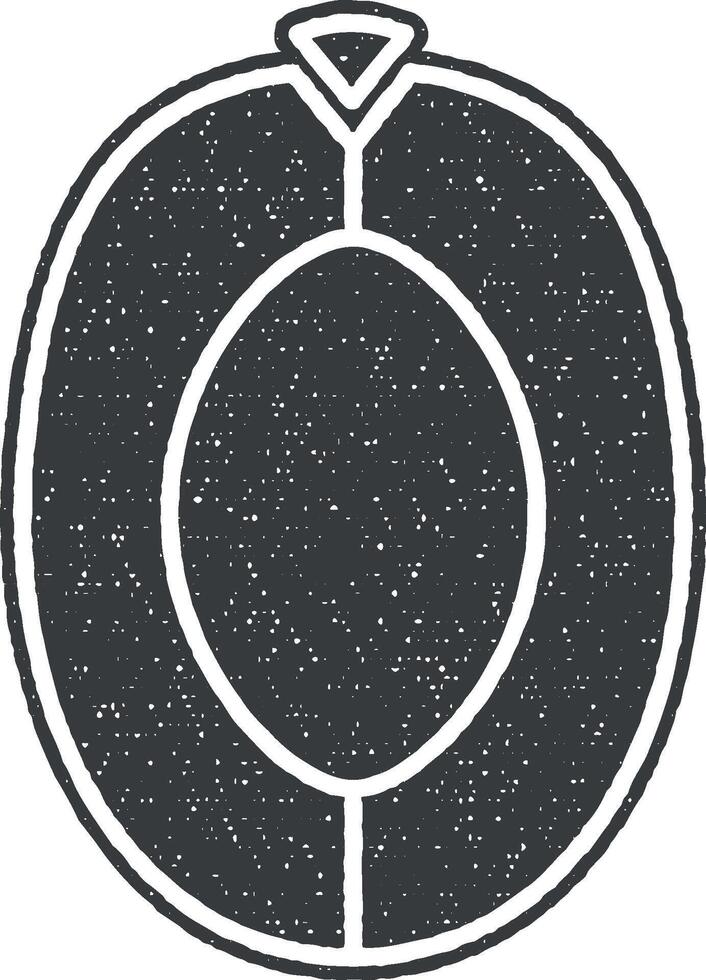 Peach vector icon illustration with stamp effect