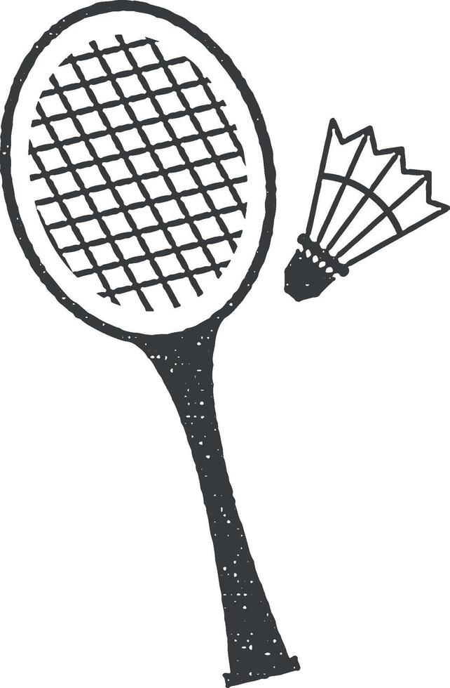 Badminton vector icon illustration with stamp effect