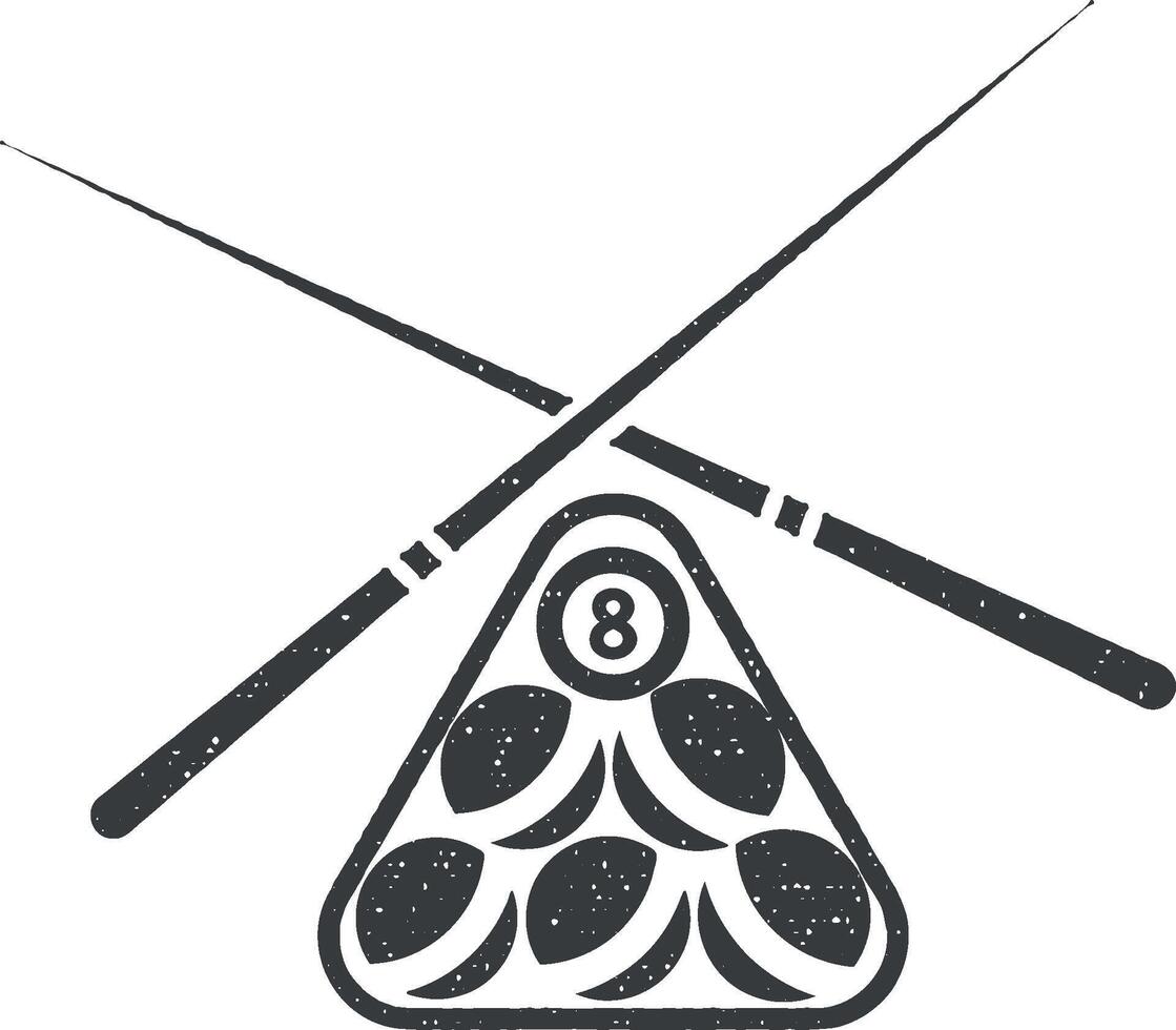 Billiard pool game equipment vector icon illustration with stamp effect