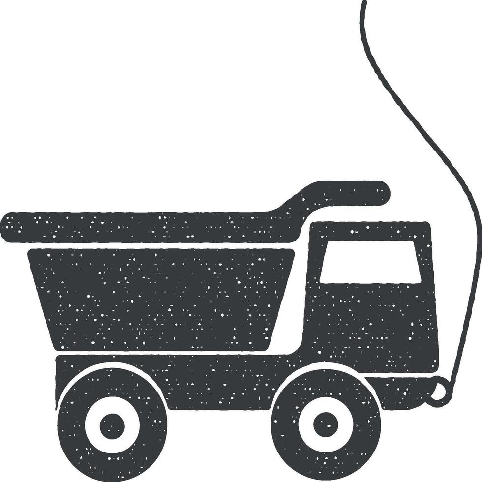 Toy Truck on a string vector icon illustration with stamp effect