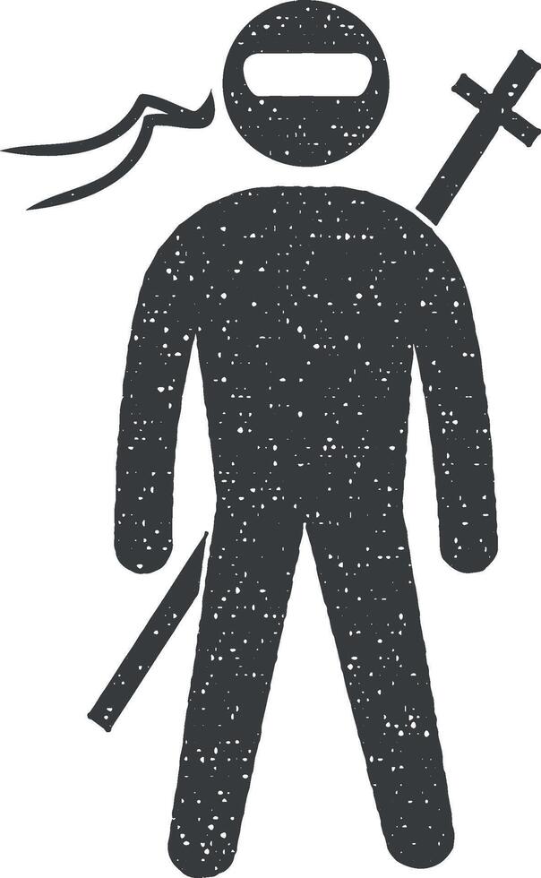 Ninja vector icon illustration with stamp effect