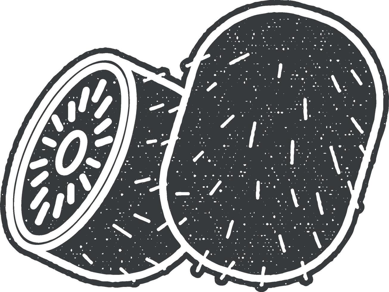 kiwi fruit vector icon illustration with stamp effect