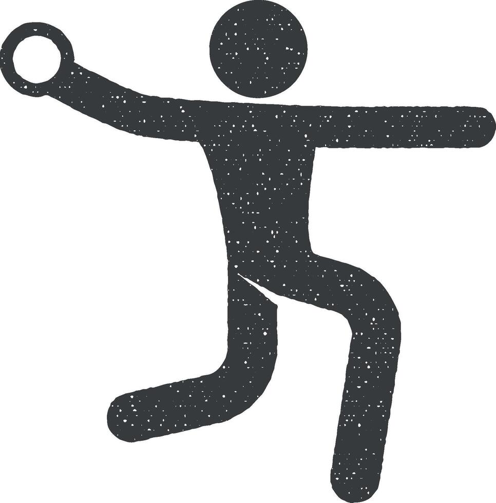 Gymnast with a ball vector icon illustration with stamp effect