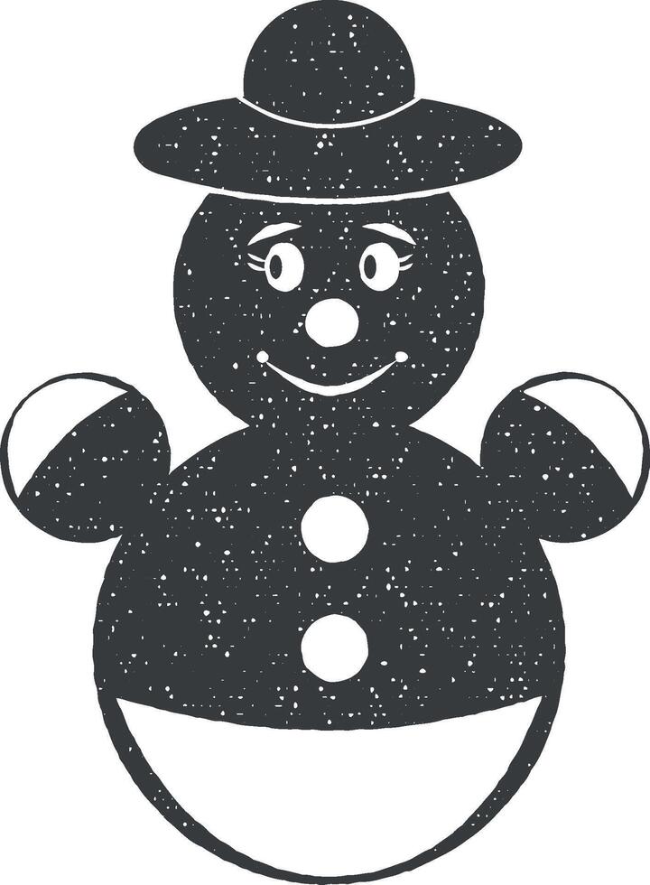 Tumbler toy, baby toy vector icon illustration with stamp effect