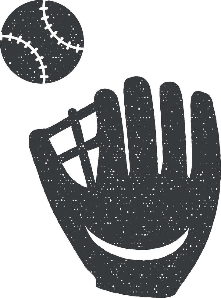 baseball glove and ball vector icon illustration with stamp effect