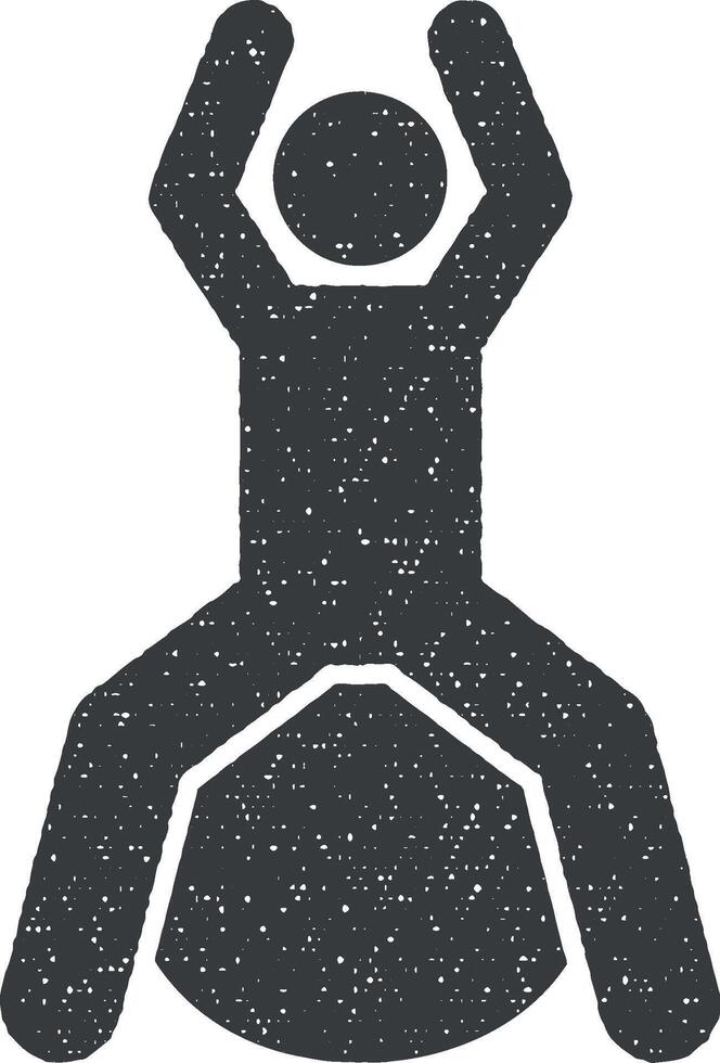 Man training ball gym with arrow pictogram icon vector illustration in stamp style