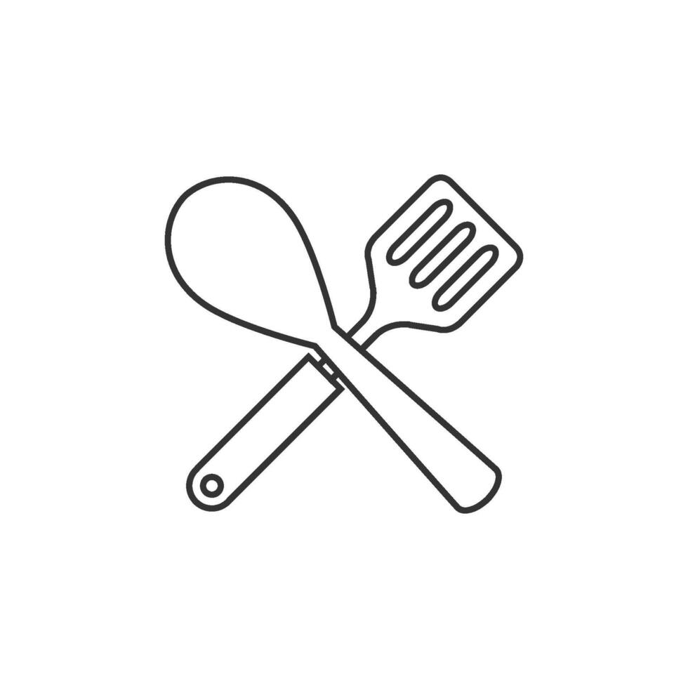 Spatula icon in thin outline style vector