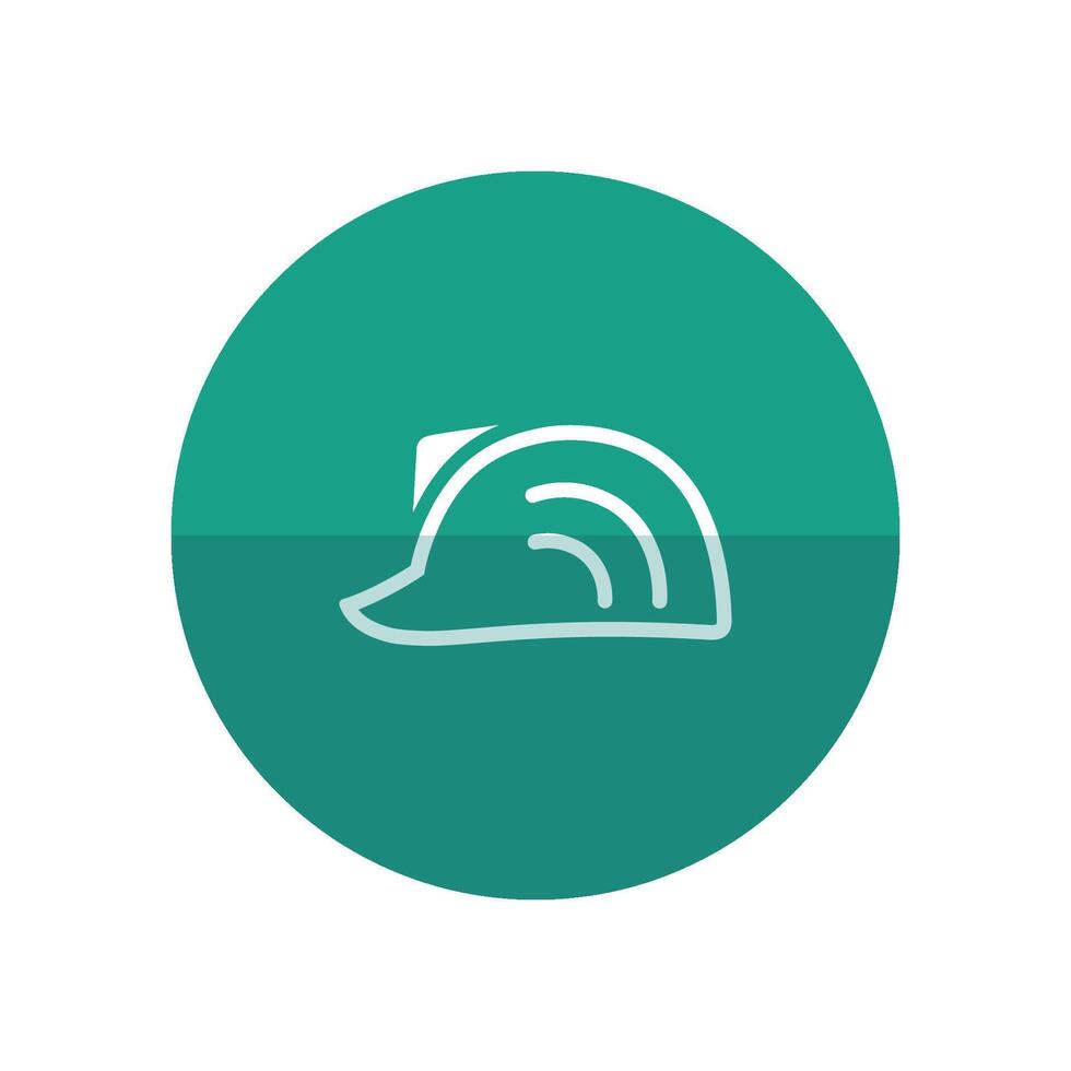 Hard hat icon in flat color circle style. Construction gear head protection builder worker vector