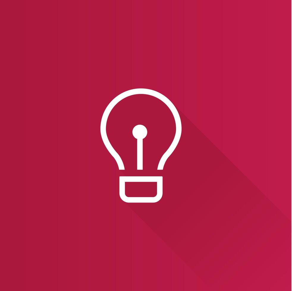 Light bulb flat color icon long shadow vector illustration