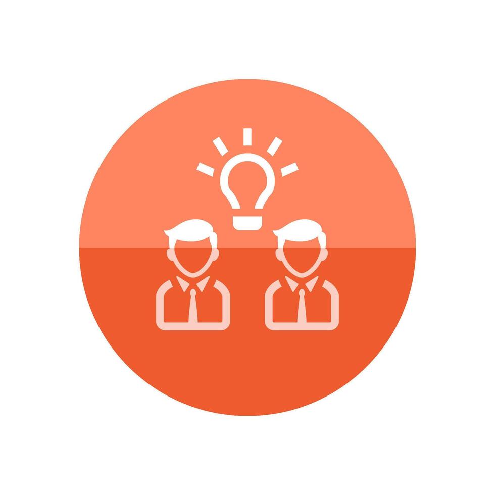 Teamwork icon in flat color circle style. Business communication discussion idea solution solving challenge vector
