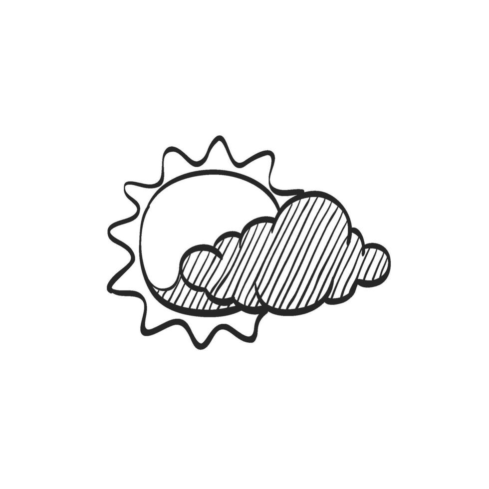 mano dibujado bosquejo icono pronóstico parcialmente nublado vector
