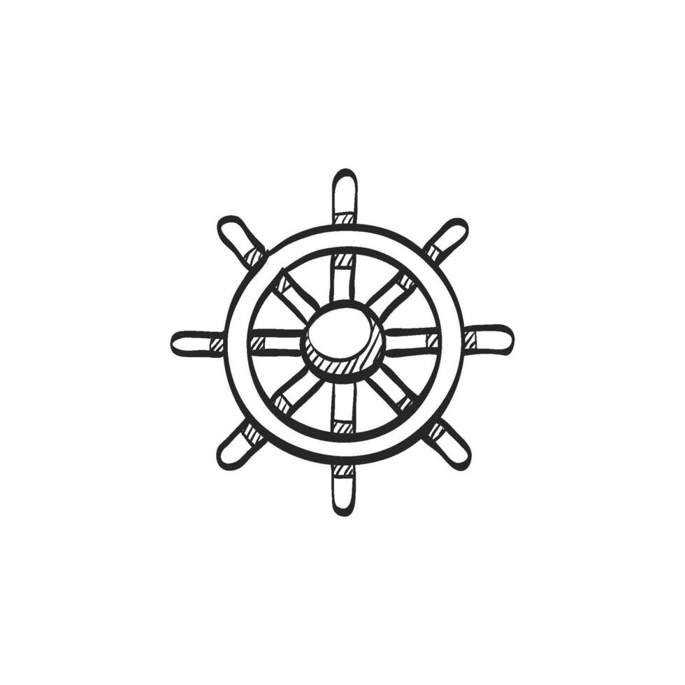 Hand drawn sketch icon ship steer wheel vector