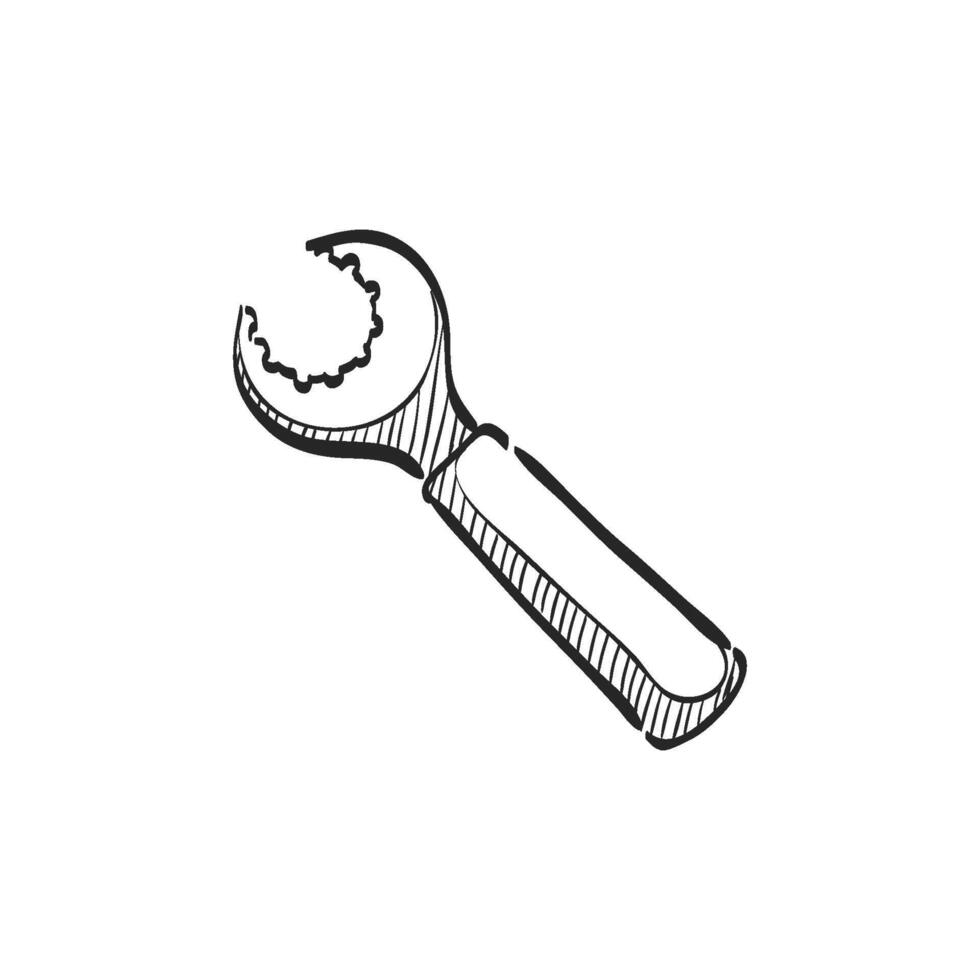 Hand drawn sketch icon wrench vector
