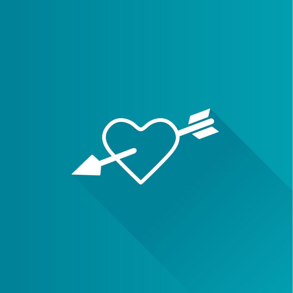 Arrow heart flat color icon long shadow vector illustration