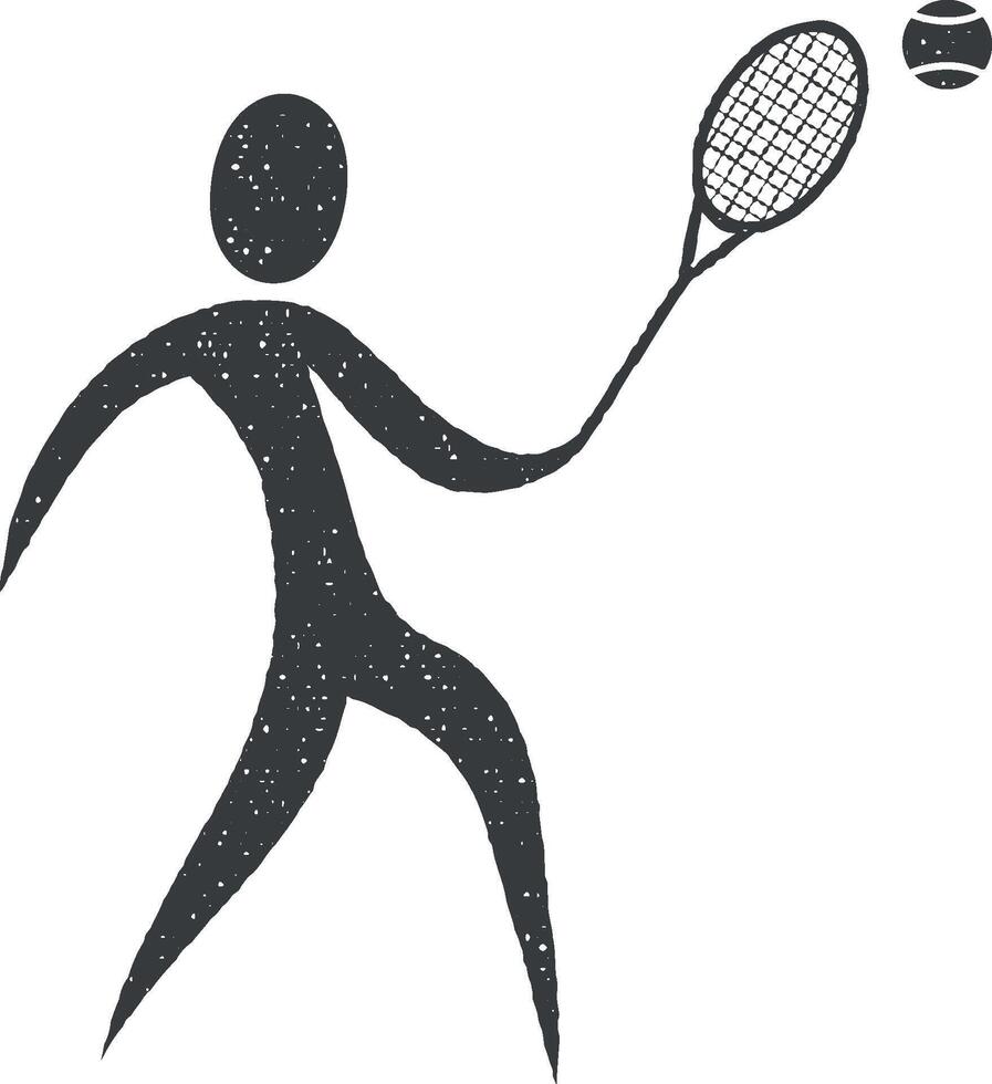 tennis player vector icon illustration with stamp effect