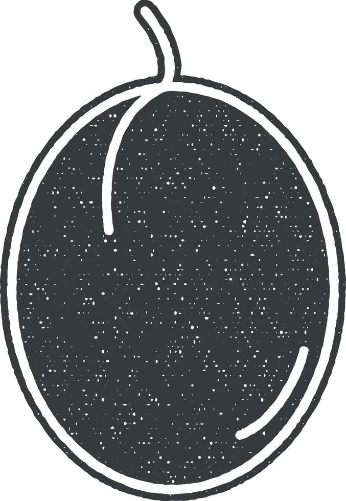Plum vector icon illustration with stamp effect