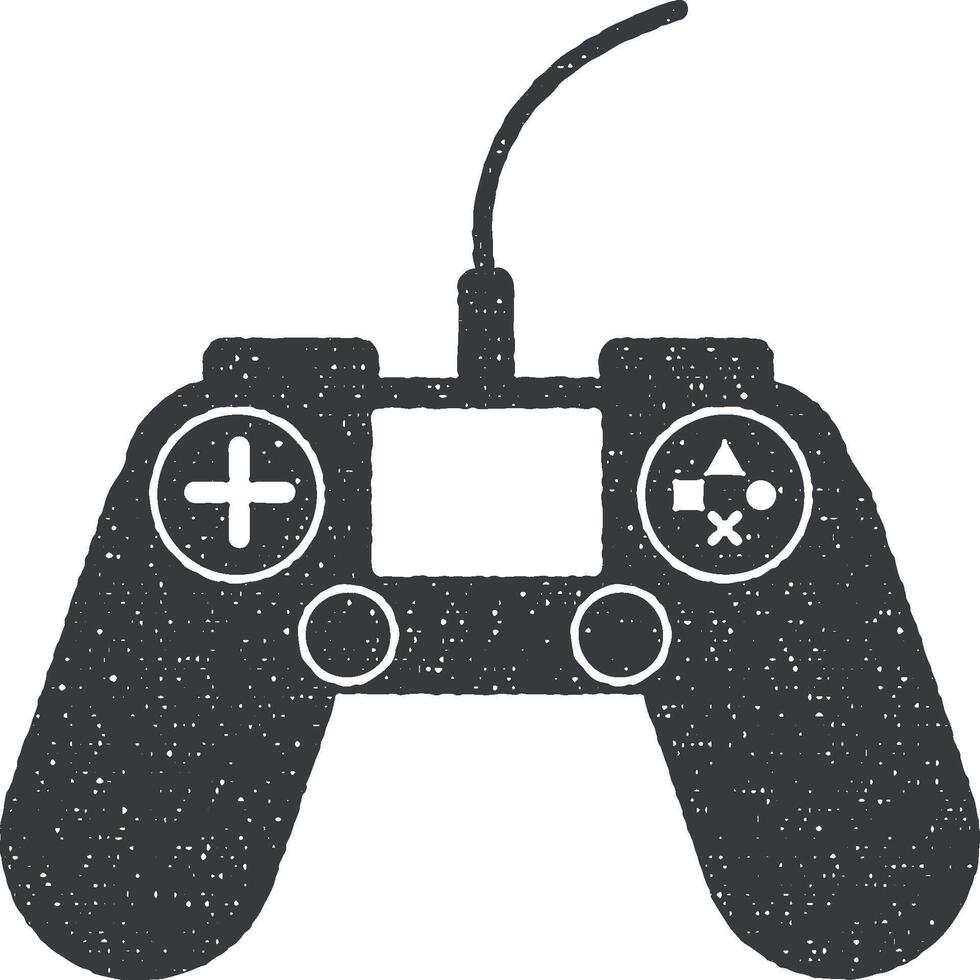 Game pad vector icon illustration with stamp effect