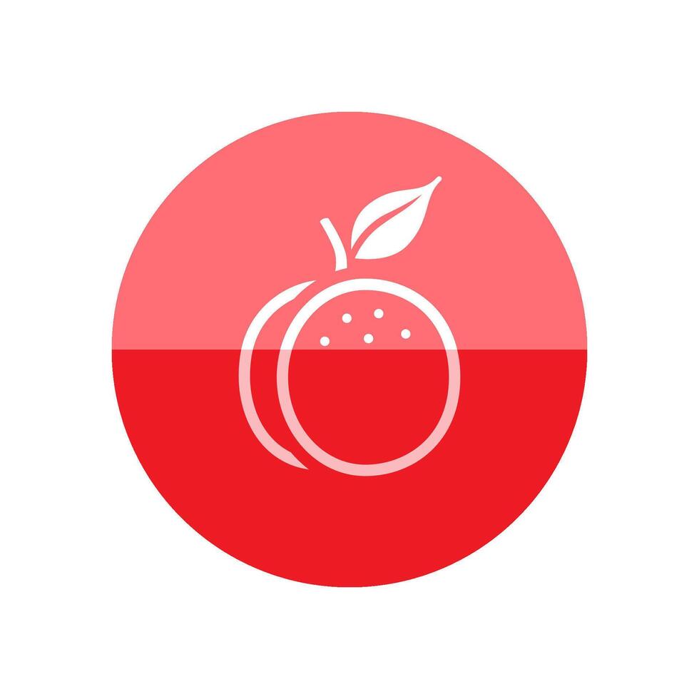 Peach icon in flat color circle style. Food fruit vitamin healthy diet vector