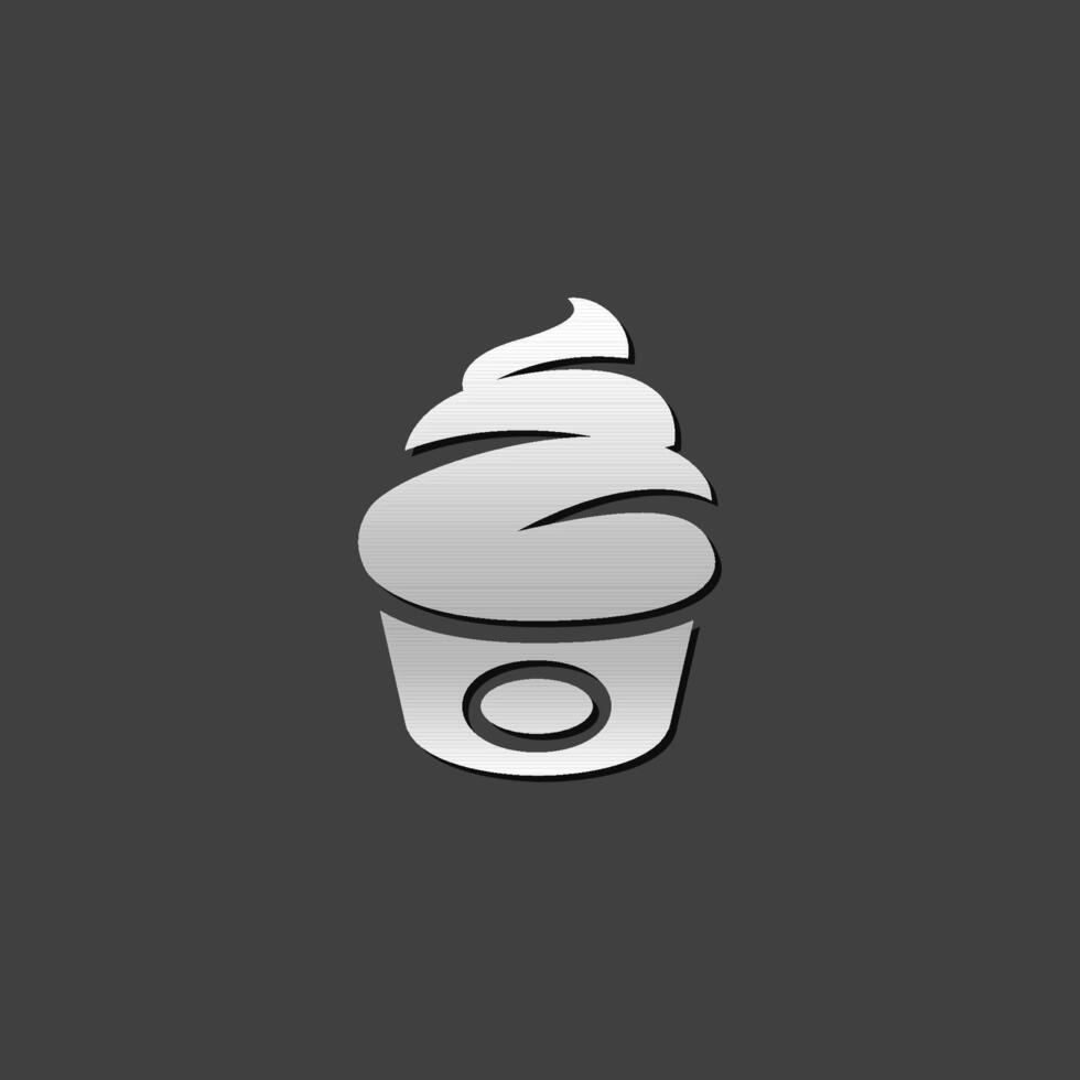 Cake icon in metallic grey color style. Food sweet delicious vector