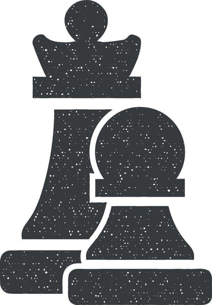 Chess figures silhouettes vector icon illustration with stamp effect