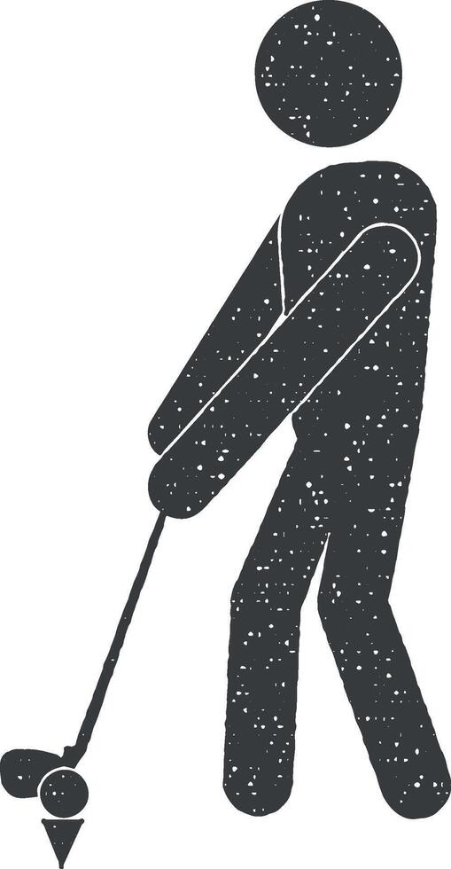 Golf Player vector icon illustration with stamp effect