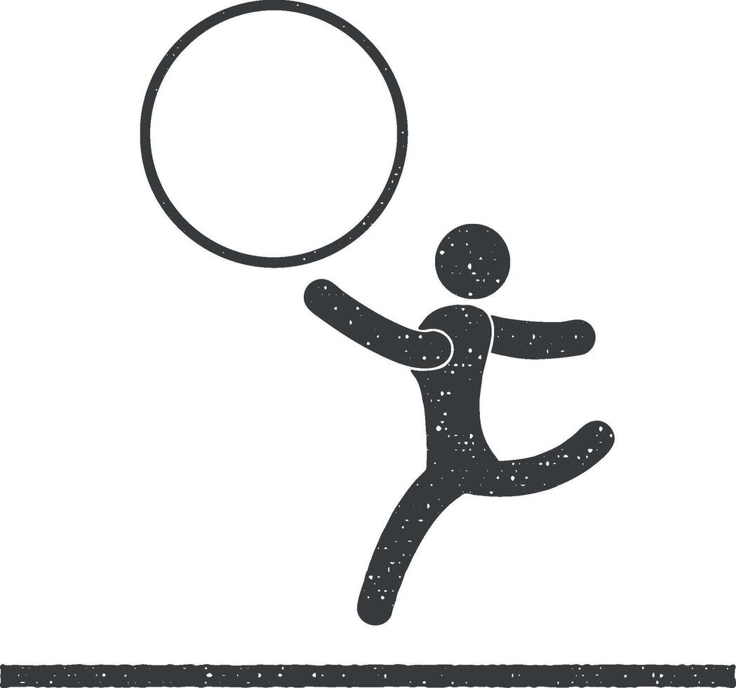 gimnasia con un aro vector icono ilustración con sello efecto