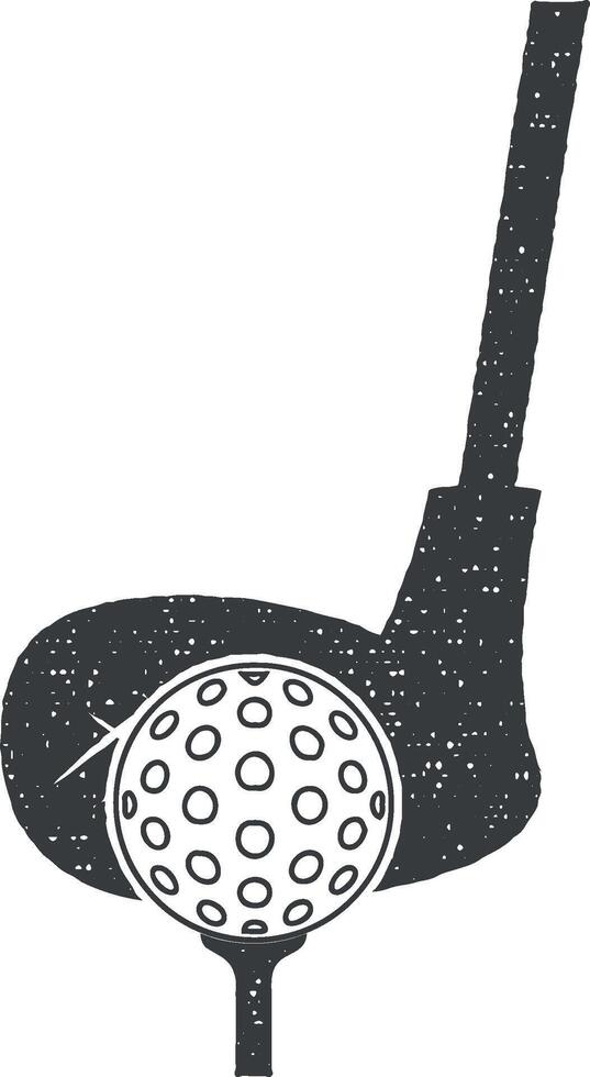 Golf club and ball vector icon illustration with stamp effect
