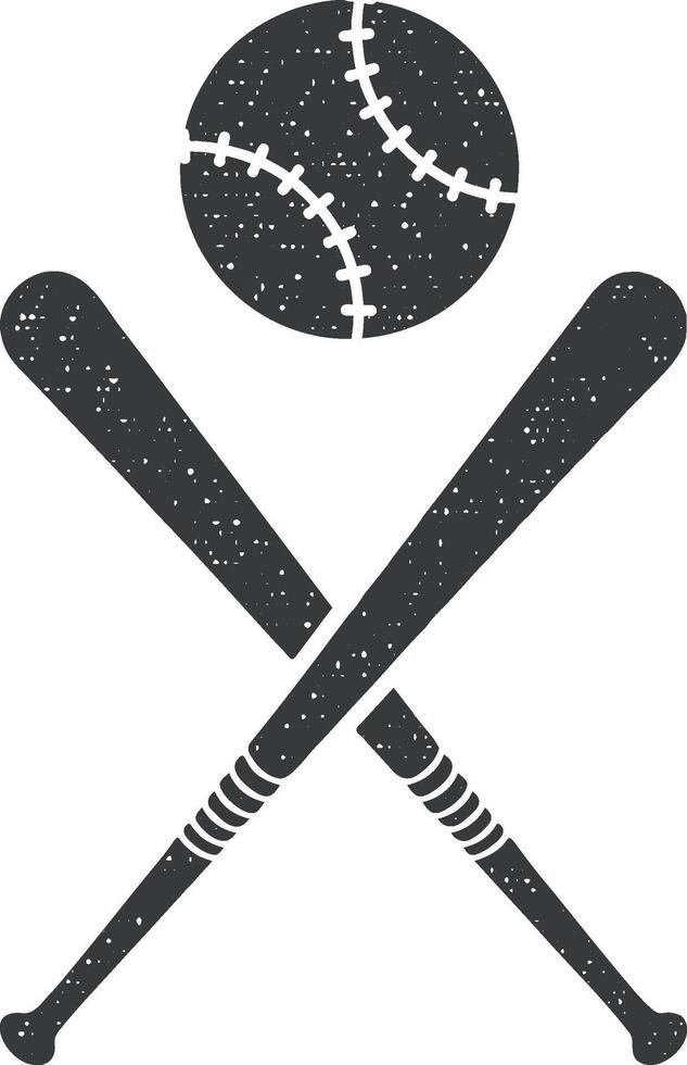 baseball bat and ball vector icon illustration with stamp effect