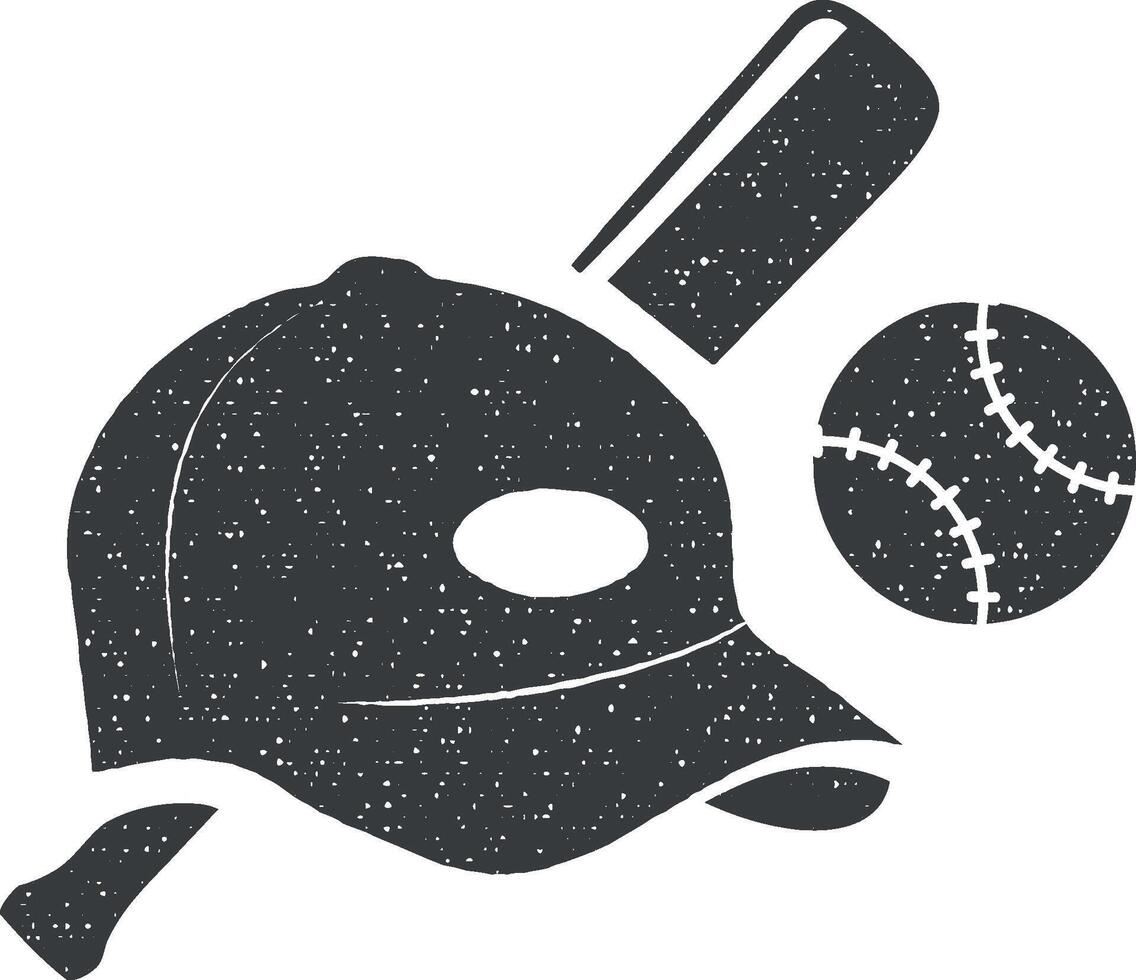 baseball ball cap and bit vector icon illustration with stamp effect