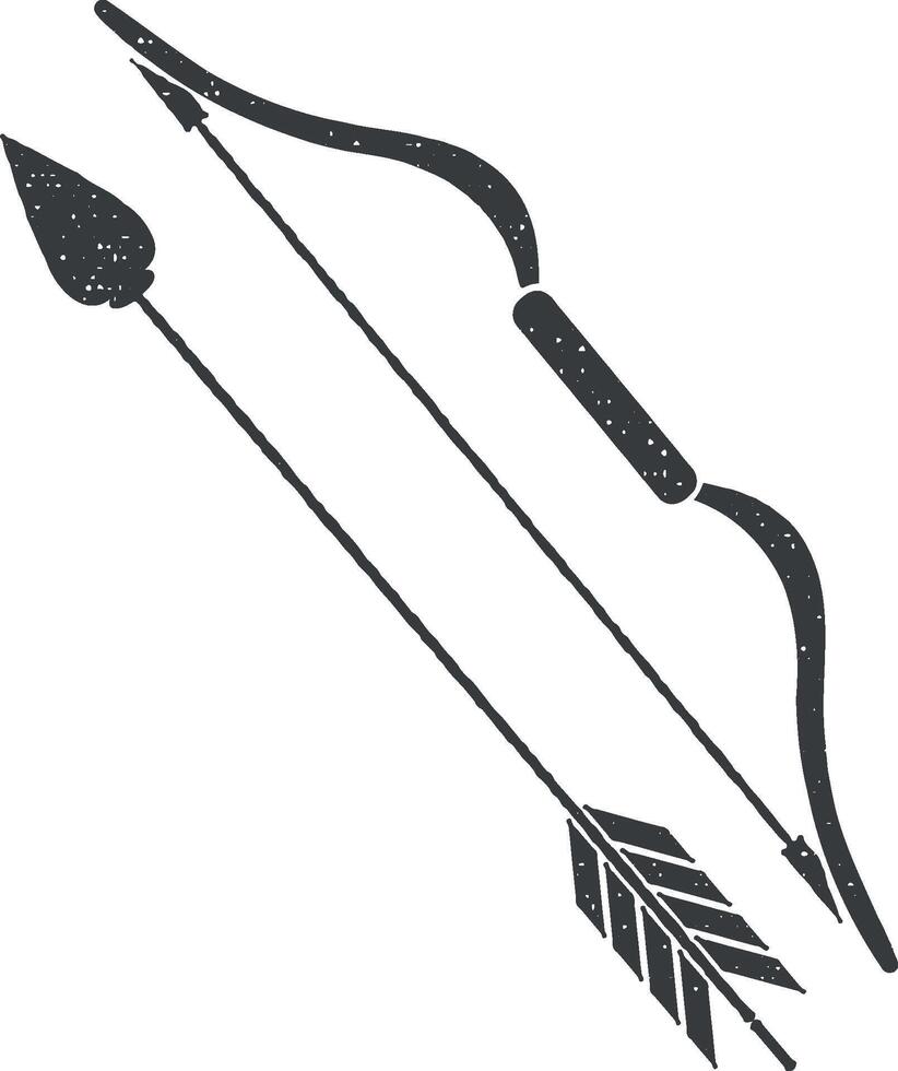Sport bow and arrow vector icon illustration with stamp effect