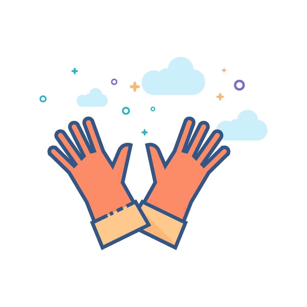 Cleaning glove icon flat color style vector illustration