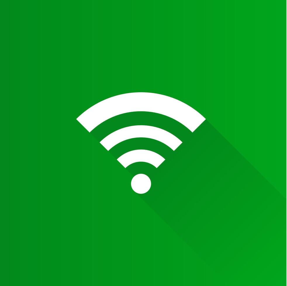 WiFi symbol flat color icon long shadow vector illustration