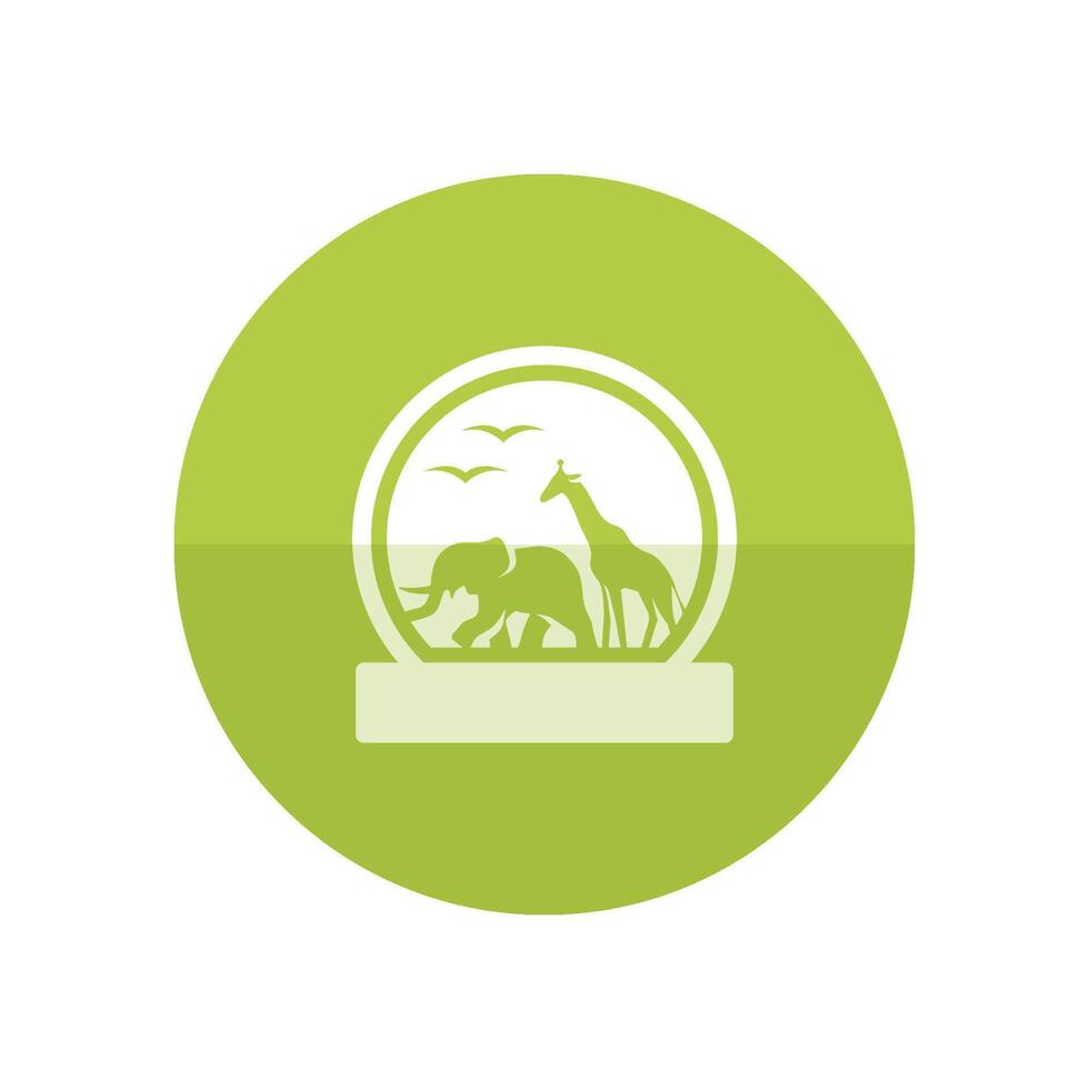 Zoo gate icon in flat color circle style. Animal park jungle safari vector