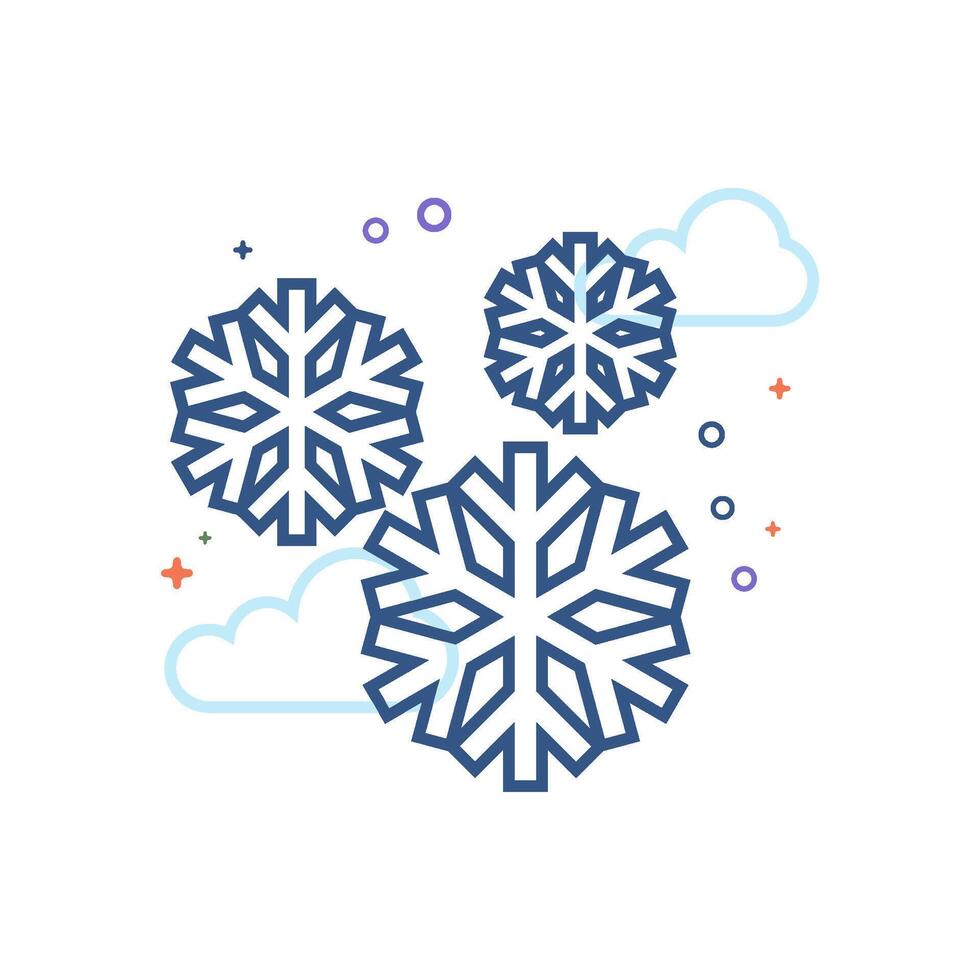 Snowflake icon flat color style vector illustration