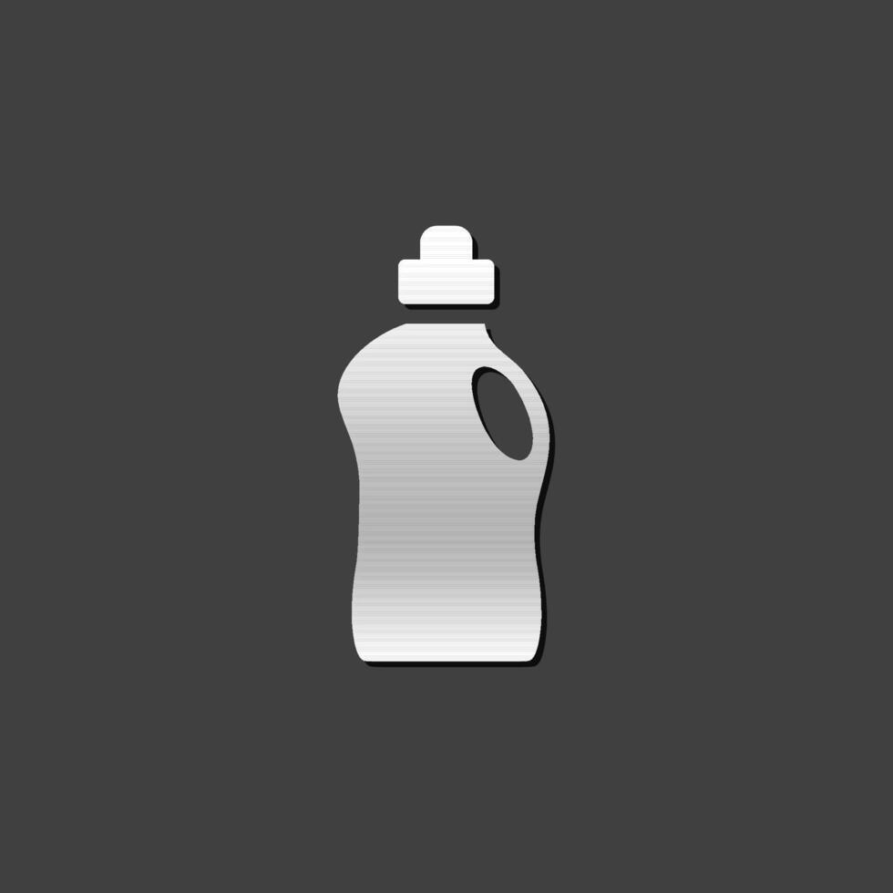 Detergent bottle icon in metallic grey color style. Laundry perfume softener vector