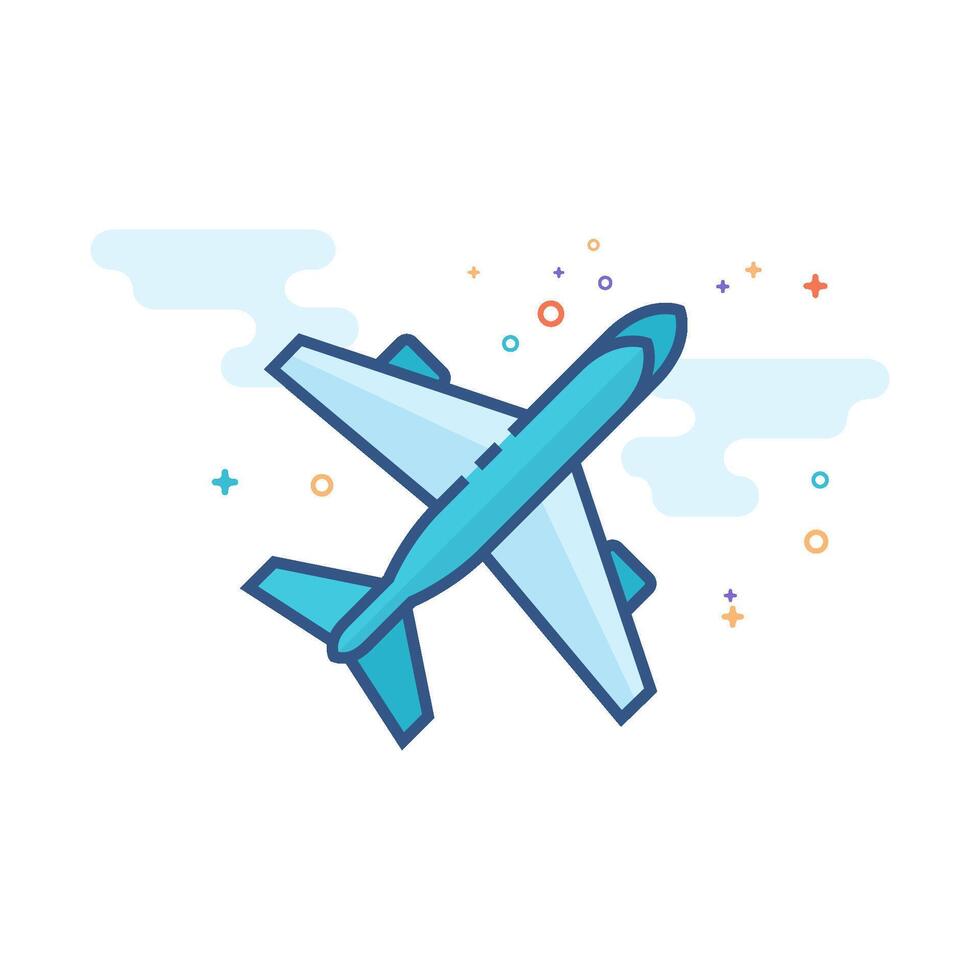 Airplane icon flat color style vector illustration