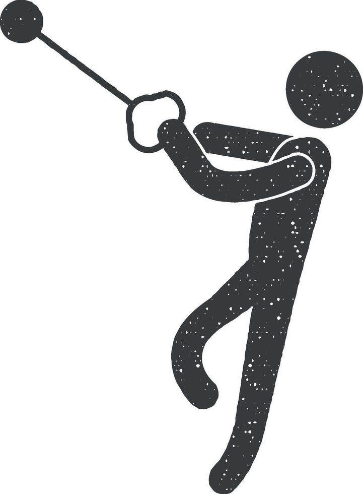 Hammer throw vector icon illustration with stamp effect